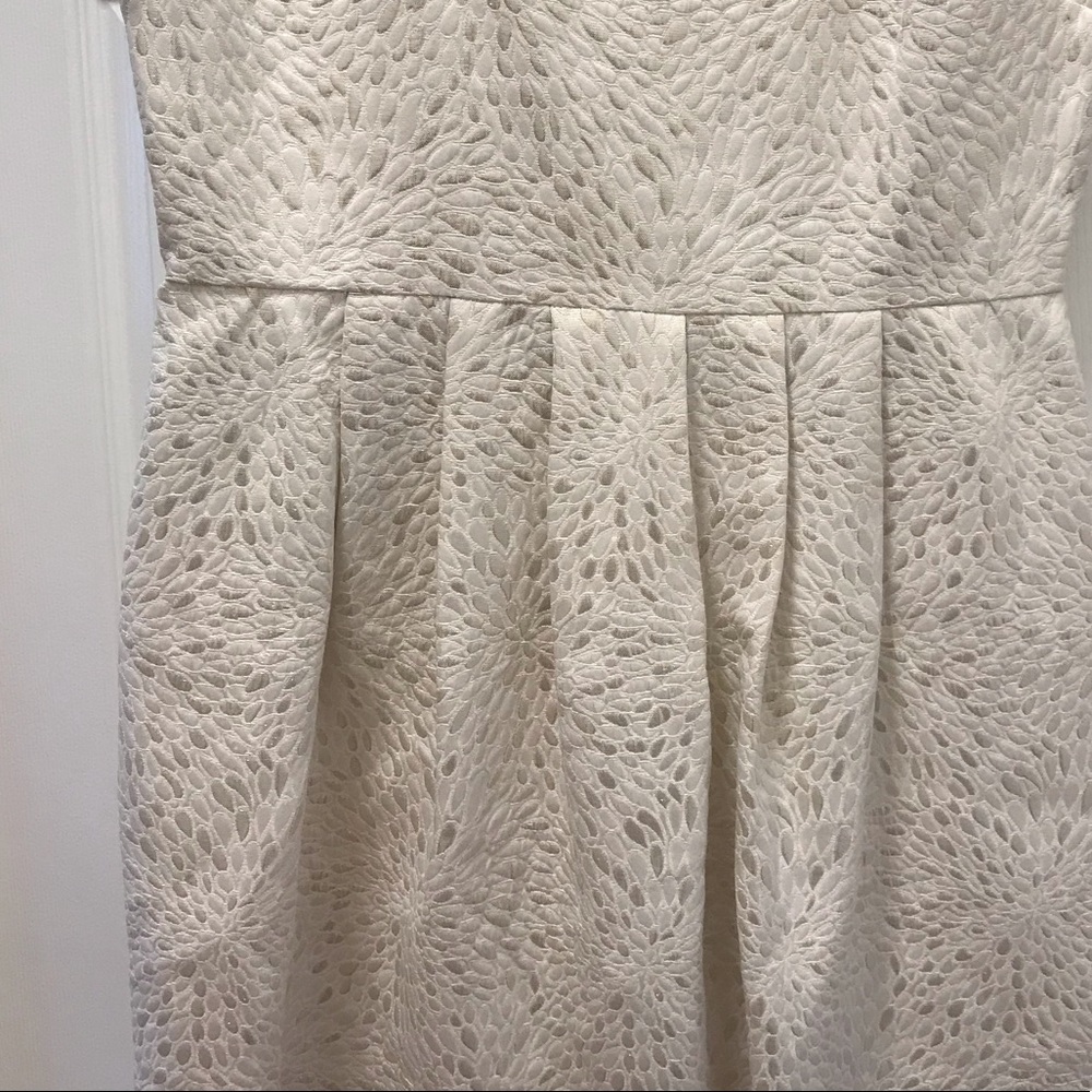 Cythia rowley ivory/ silver brocade cocktail dress